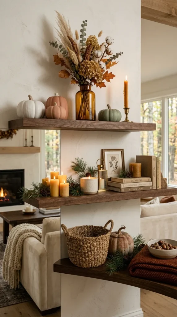 Seasonal Styling of Floating Shelves