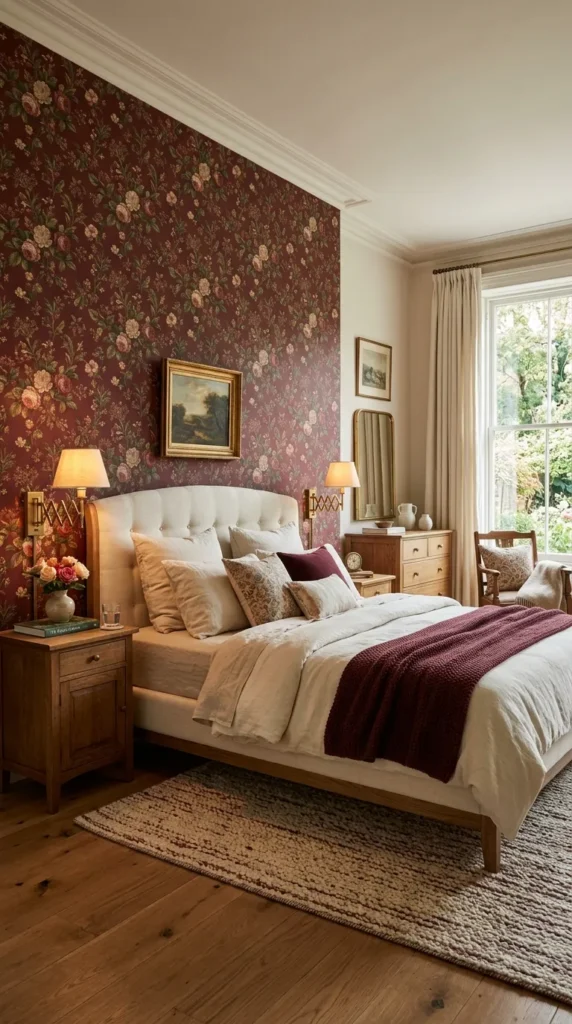 Burgundy Floral Wallpaper