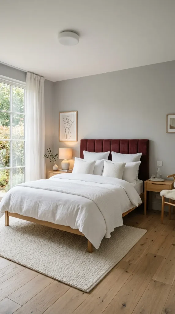 Burgundy Minimalist Bedroom