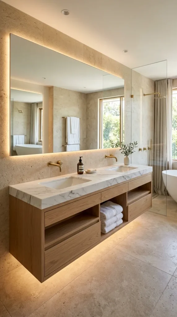 A Floating Vanity Cabinet for Visual Space