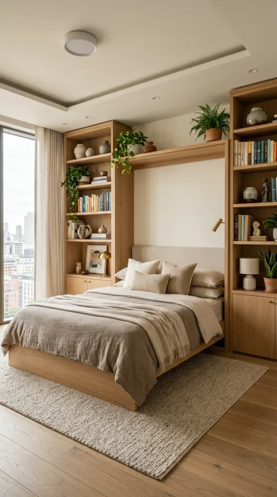 Classic Wall Bed with Built In Shelving