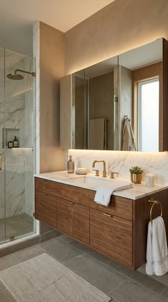 A Mirrored Cabinet Above the Sink for Dual Function