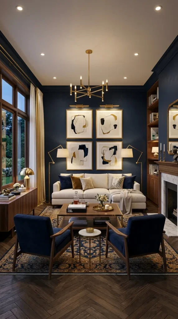 Navy Blue and Brass