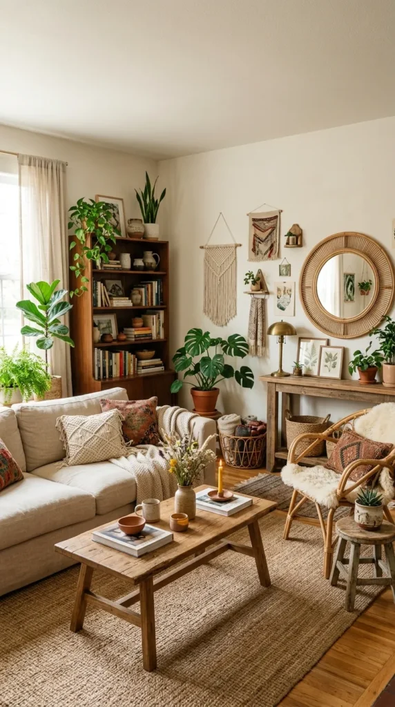  Mismatched Wooden Furniture in Various Finishes