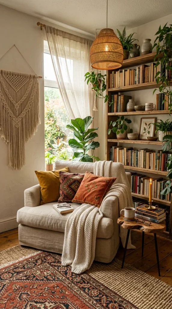 A Bohemian Eclectic Reading Room With Collected Character