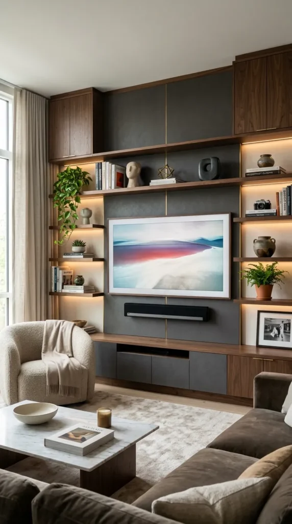 Shelves Framing a Television