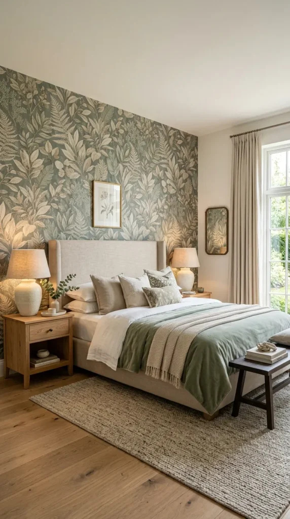 Wallpaper on the Headboard Wall Only