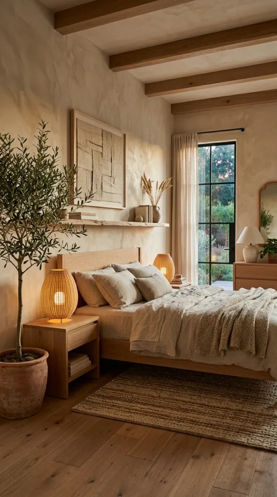 A Rattan or Woven Shade Lamp for Organic Warmth
