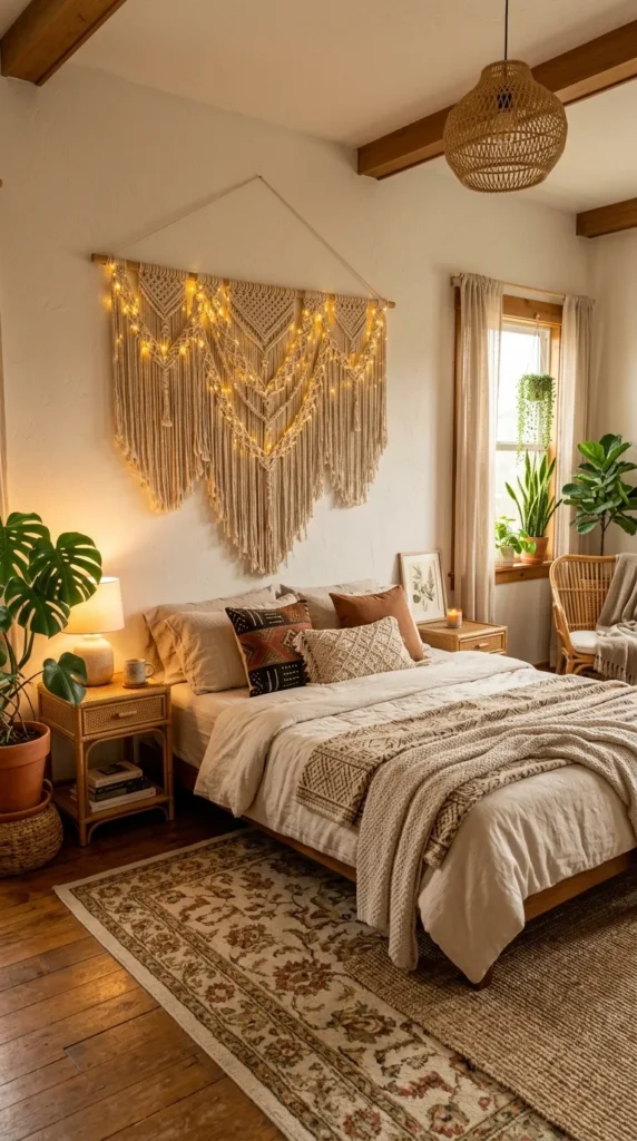 Wall Tapestry with Woven Lights