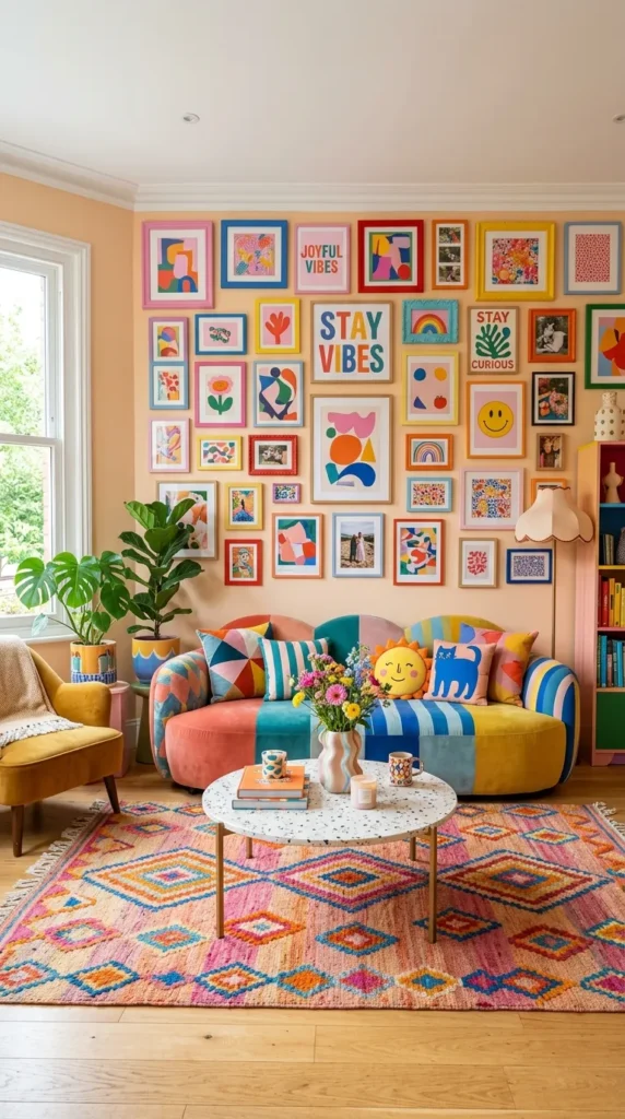 Create a Gallery Wall of Colorful Eclectic Artwork