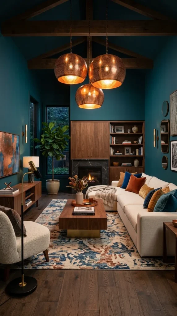 Deep Teal and Warm Copper