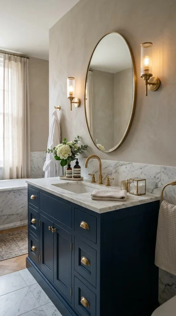 Dark Painted Bathroom Cabinets for Atmosphere