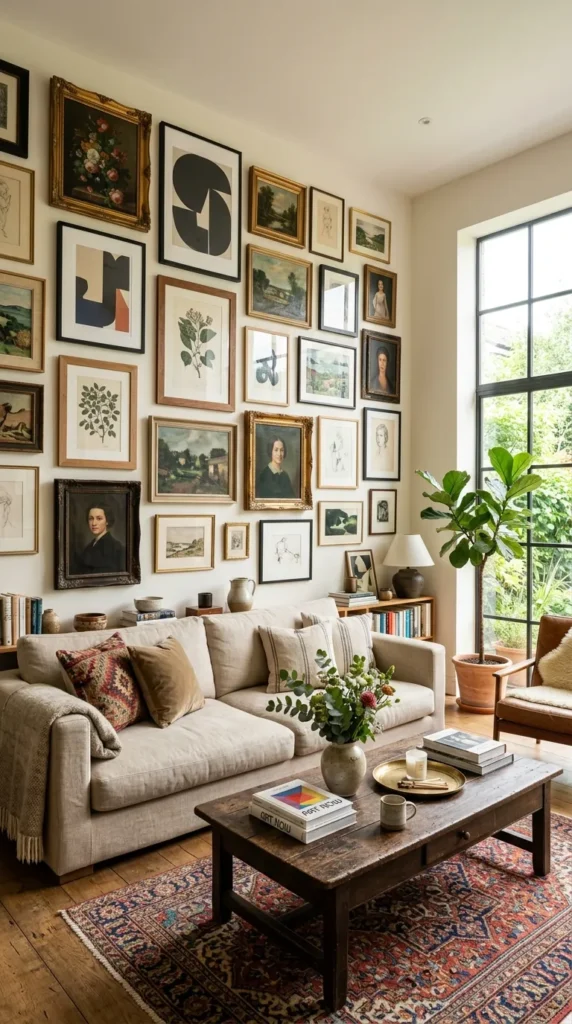 Gallery Walls with Mixed Artwork and Frames