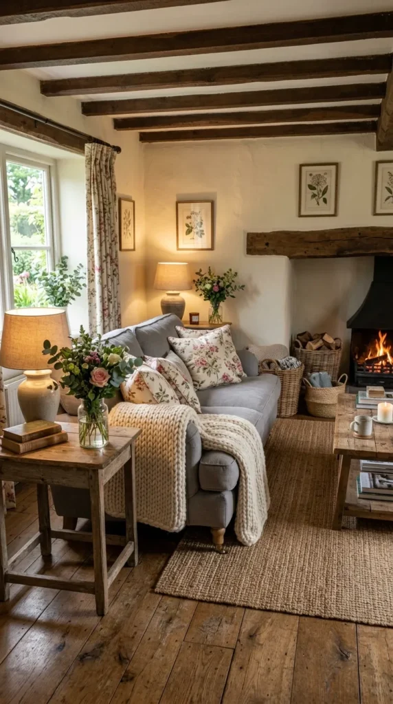 Grey Couch in Cottage Aesthetic Creating Comfort