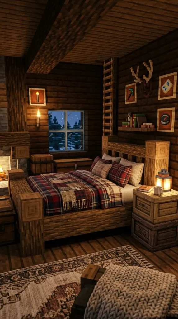 Oak Log Cabin Bed Frame