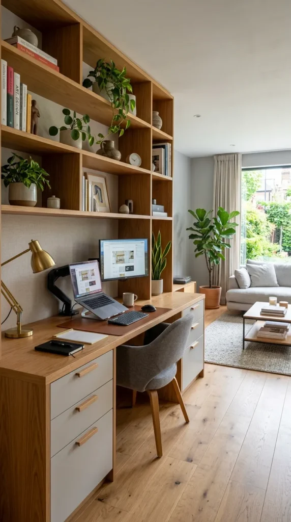 Desk with Built In Storage Eliminating Paper Clutter