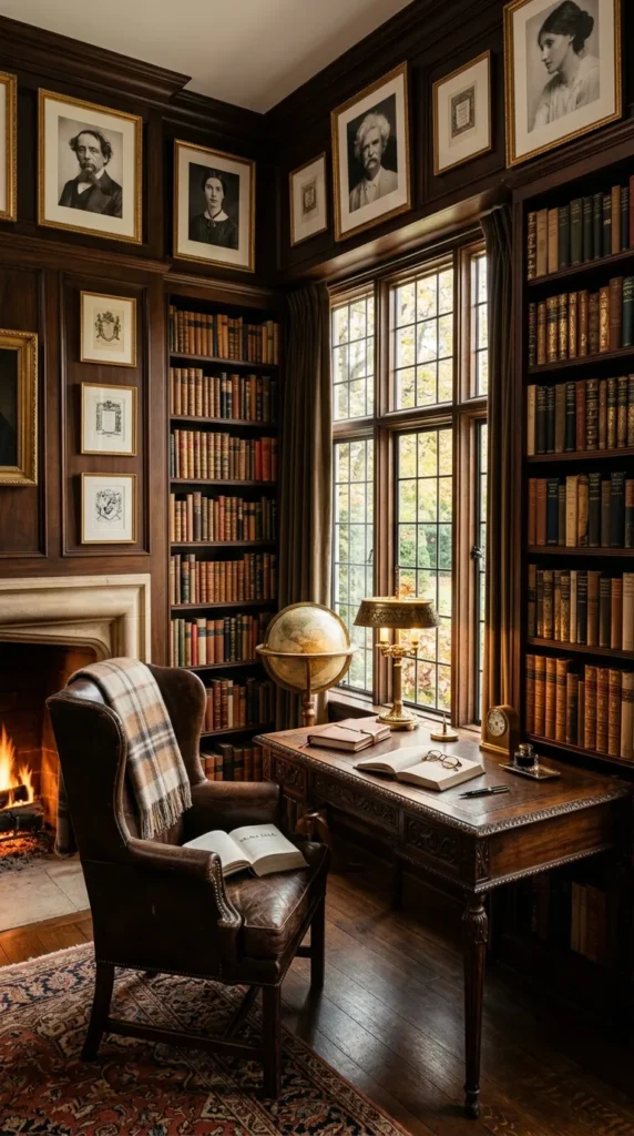 A Literary Themed Reading Room With Author Collections
