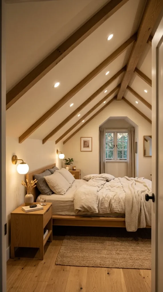 Add Recessed or Track Lighting to the Sloped Ceiling