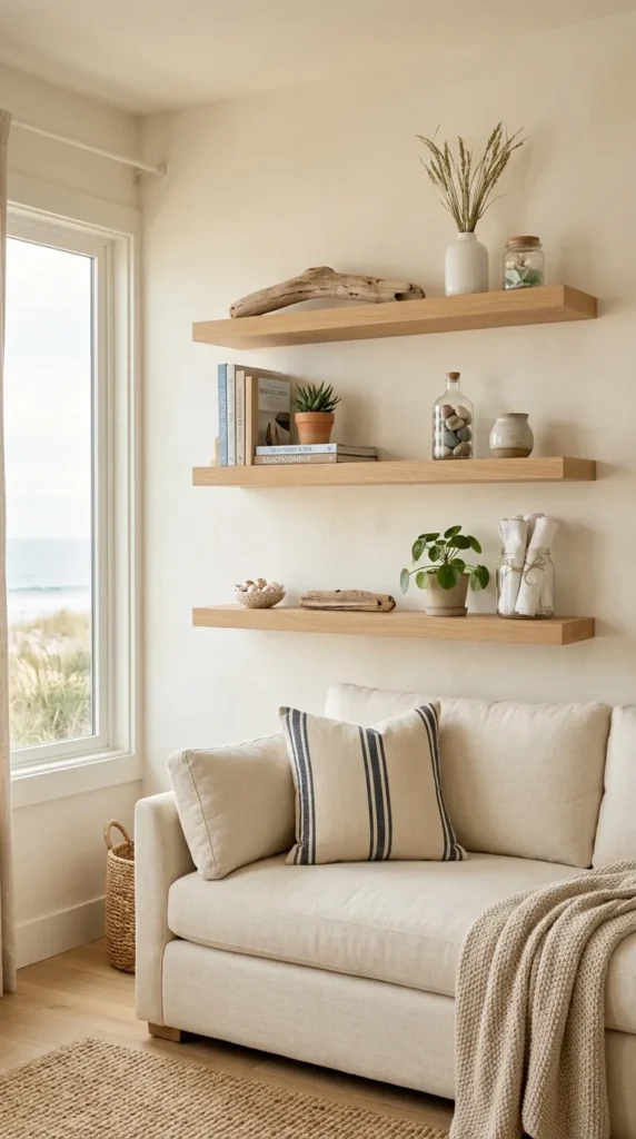Floating Shelves Displaying Natural Objects