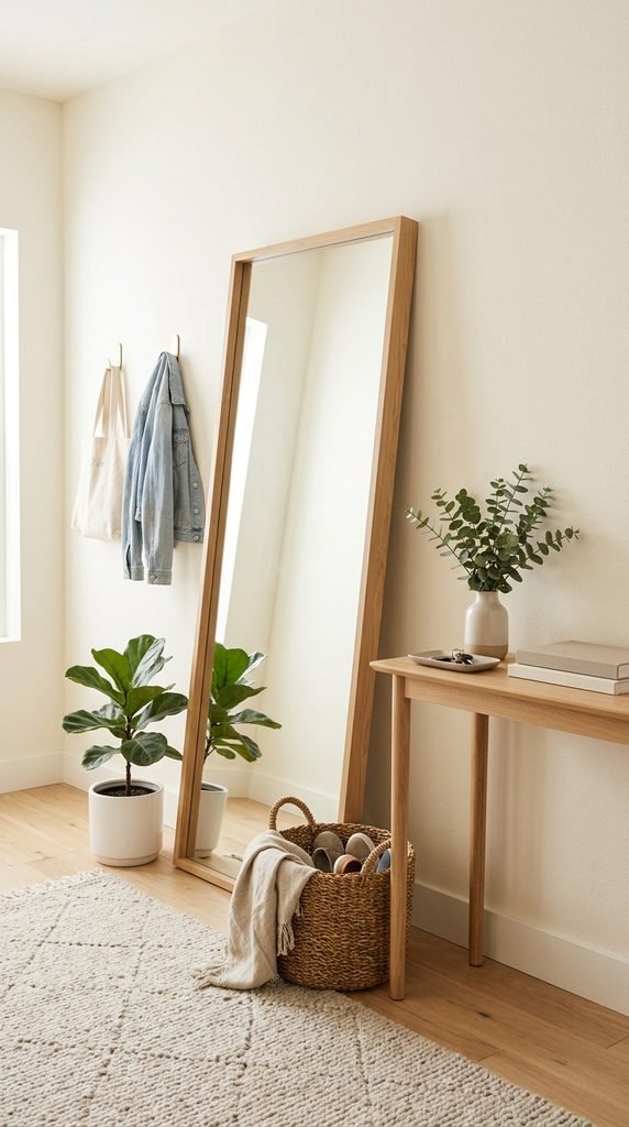 Add a Leaning Floor Mirror for a Relaxed, Layered Look