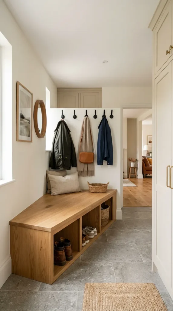  Use a Bench With Hooks Mounted Directly Above It