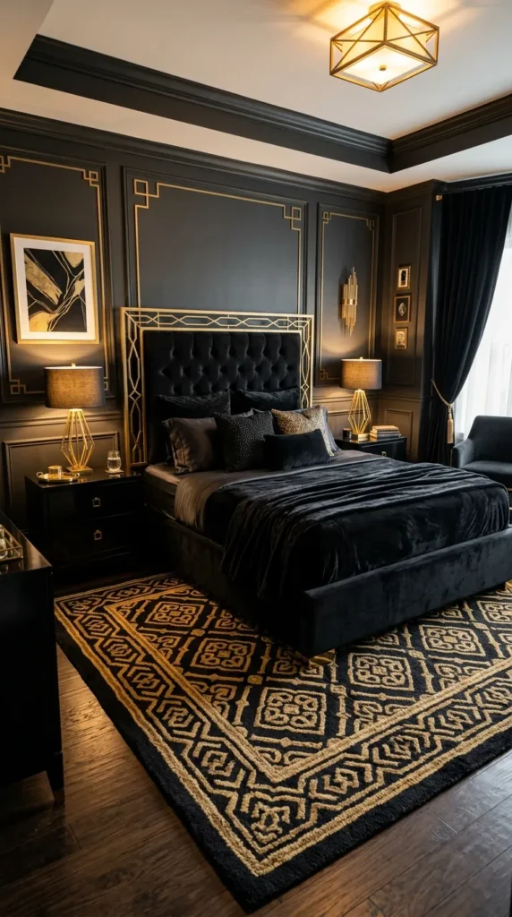Add a Black and Gold Area Rug