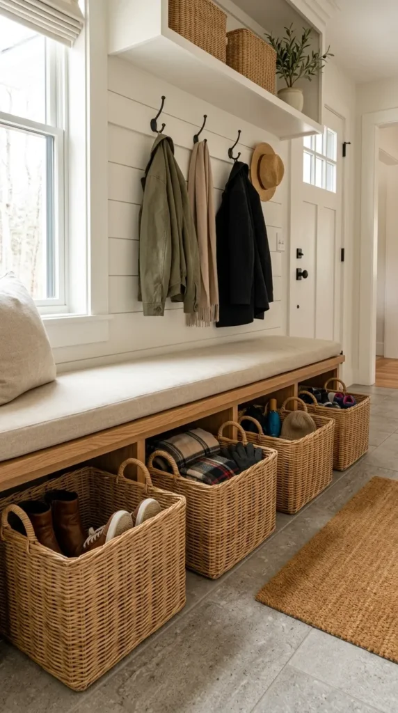 Add a Bench With a Basket Storage System