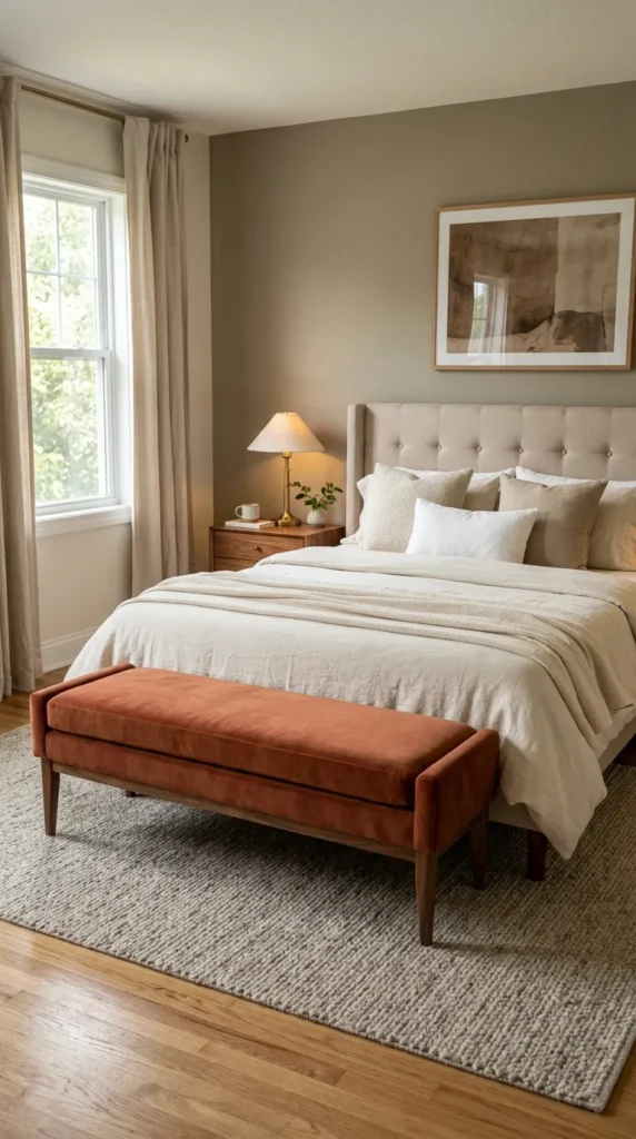 Use a Burnt Orange Ottoman or Bench