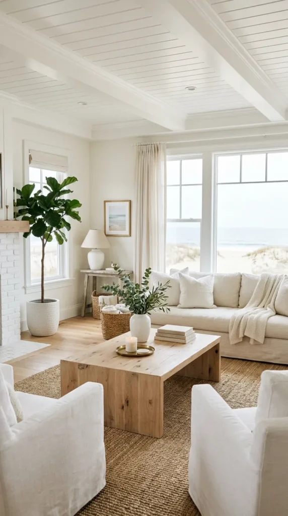 Light and Airy All-White Living Room