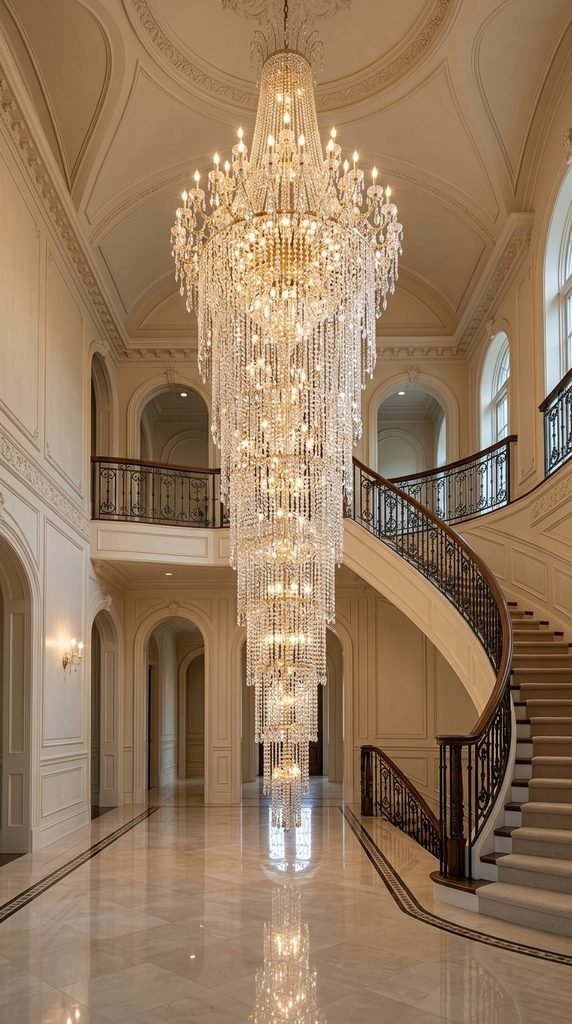 Add a Chandelier With Layered, Cascading Crystals