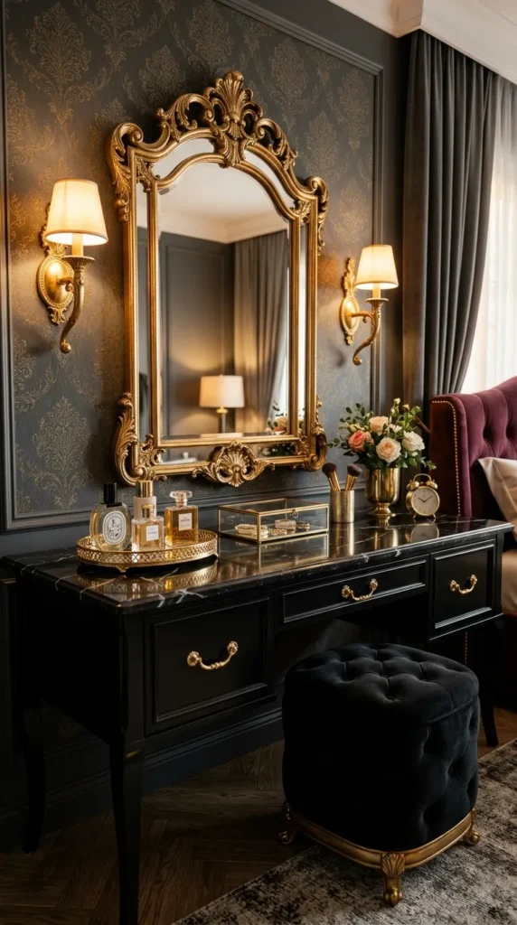  Add a Gold Trimmed Mirror Above a Vanity