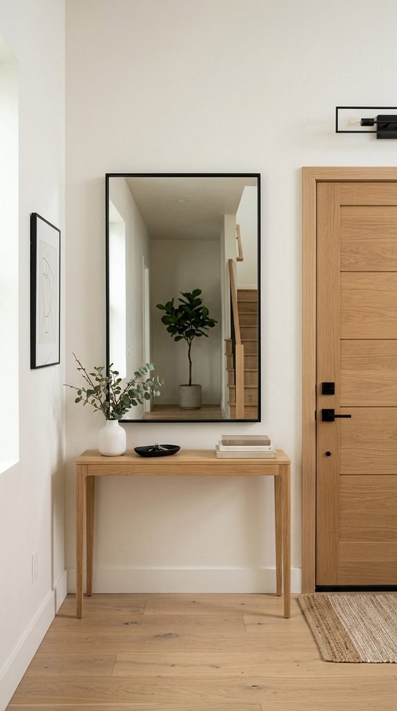 Add a Mirror With a Black Metal Frame