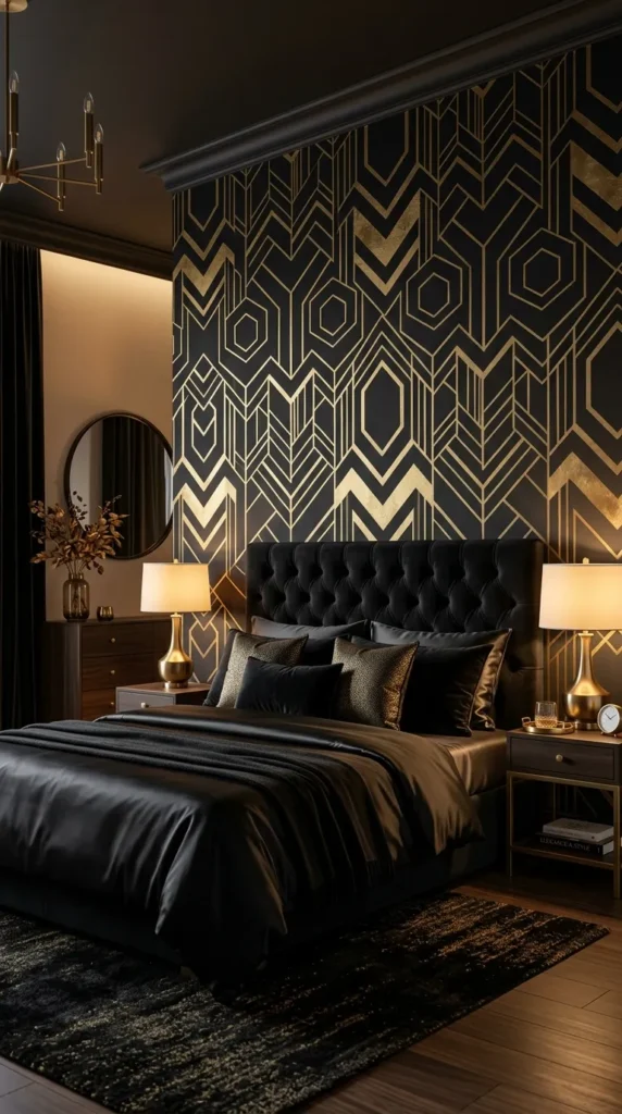  Use Black and Gold Wallpaper for a Statement Wall