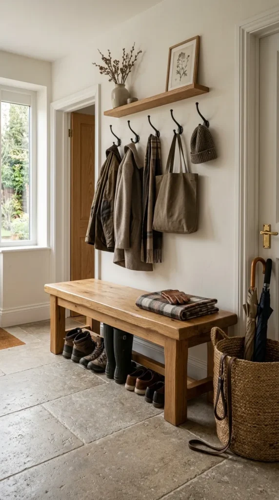 Add a Wood Bench for Warmth and Durability