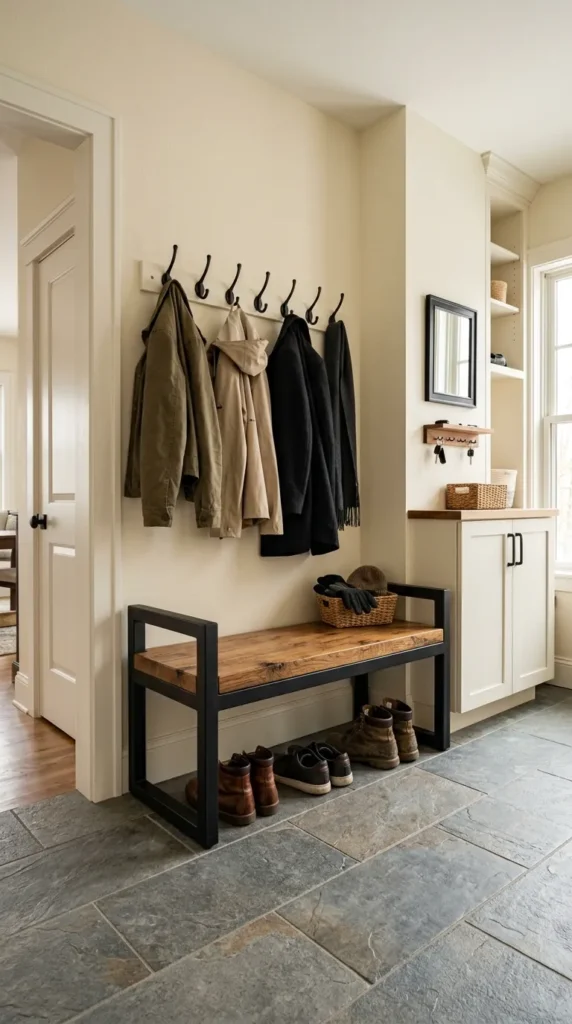 Use a Metal Framed Bench for an Industrial Look