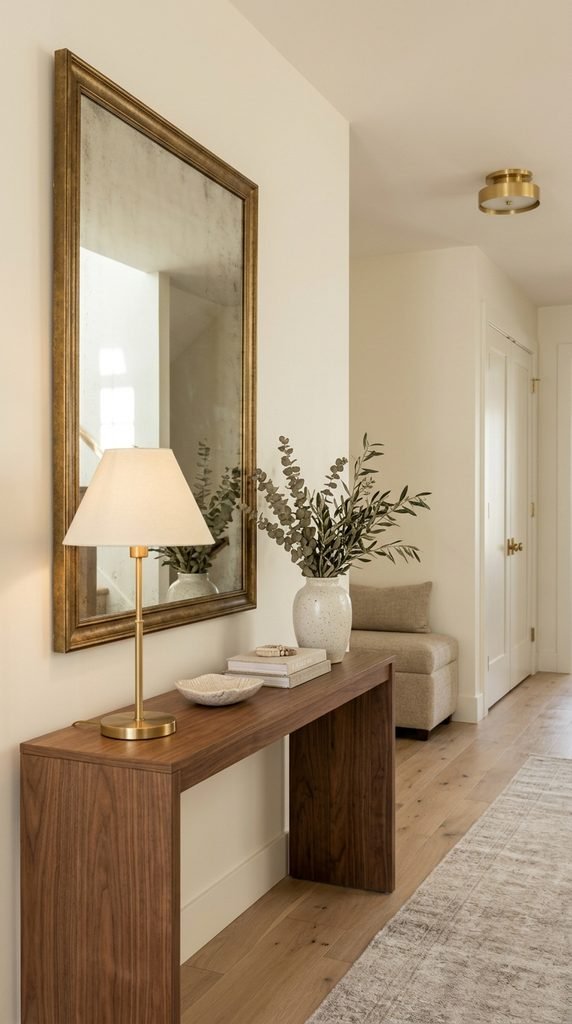 Use a Mirror With Brass or Gold Detailing for Warmth